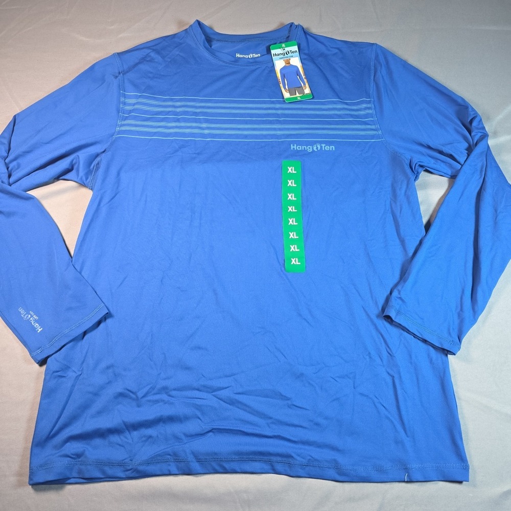 Hang Ten Swim Shirt Rash Guard Men's XL Blue Long Sleeve UPF50 new without tag